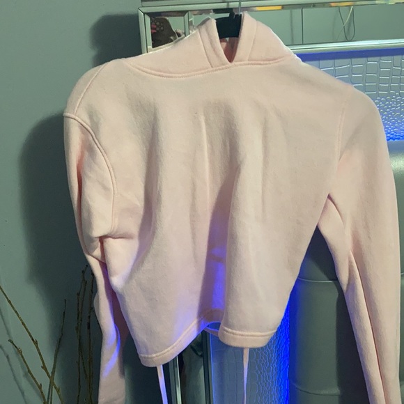 Grey Lace Up Back Crop Hoodie - Picture 2 of 4